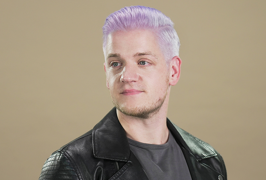 Hair Reveal of the Male Model in 3 Steps to ChromaSilk VIVIDS Original AI-Inspired Periwinkle Perfection