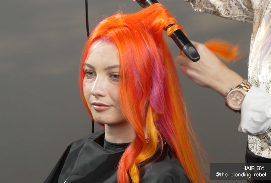 Styling of VIVIDS Pride Month Neon Rainbow Hair Color