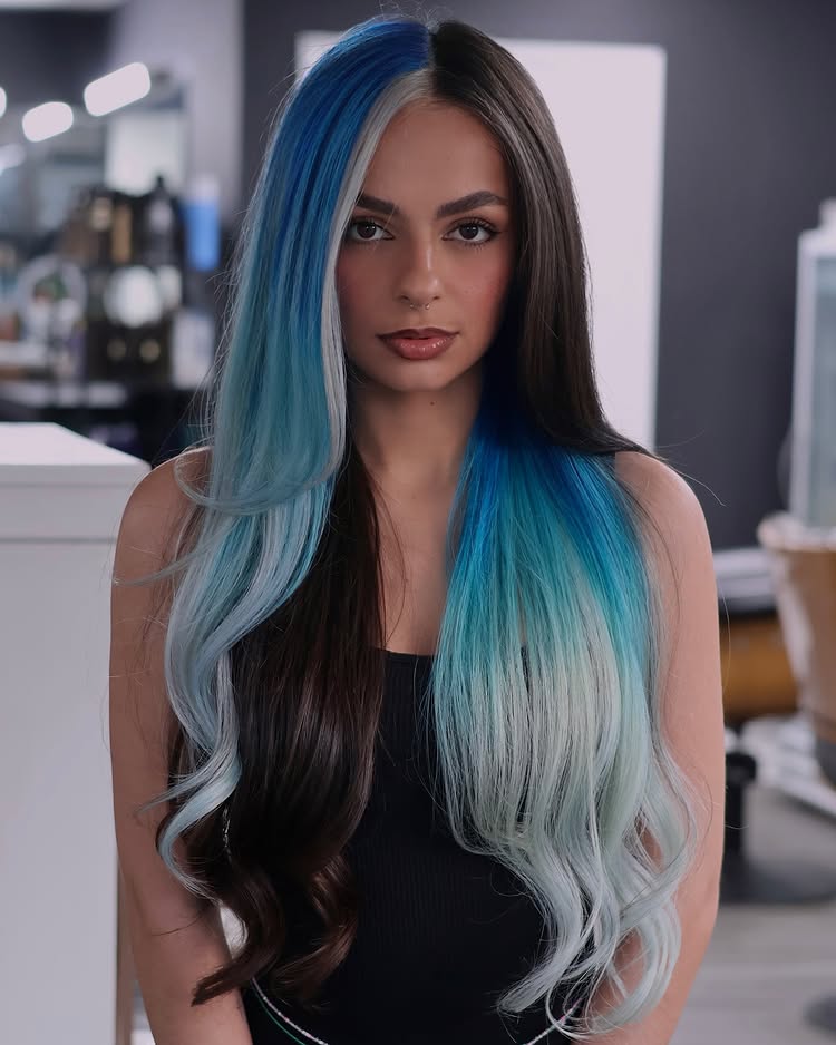 Alternate Split Hair Color, image by @artistic.aestheticss on Instagram