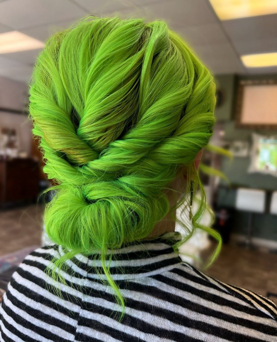 VIVIDS Neons Twisted Chignon, image by @amandakay.hair on Instagram