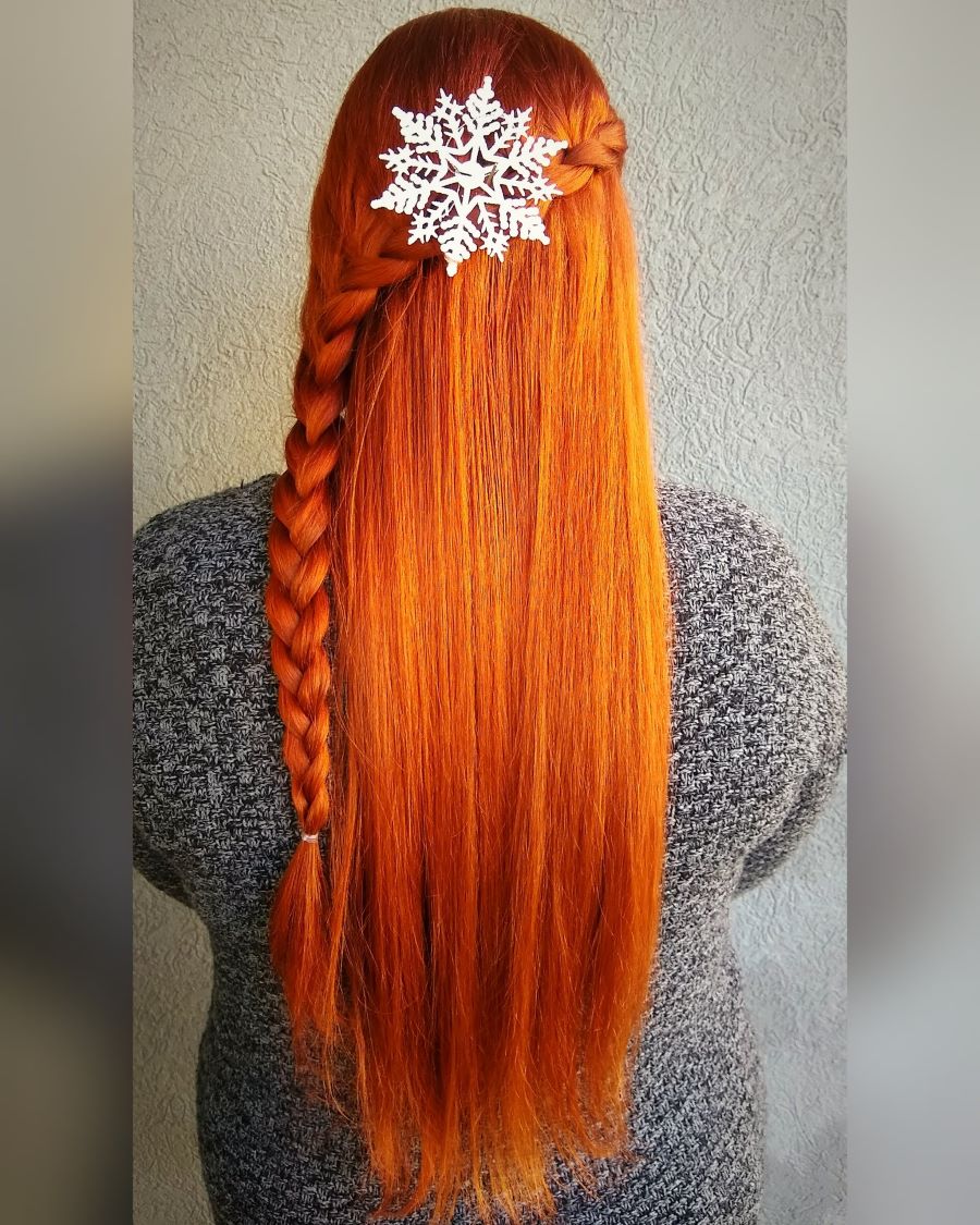 Copper Boho Side Braid, image by @misfitsalonco on Instagram