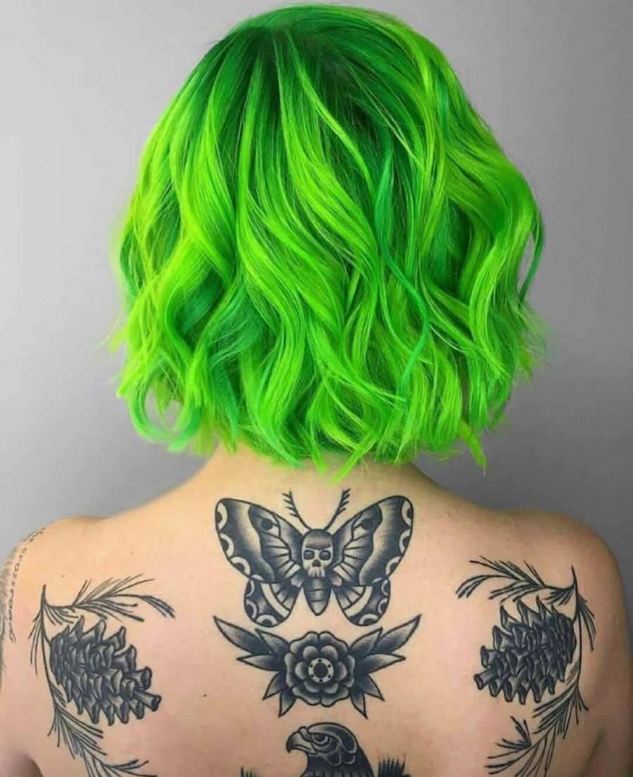 Neon Green Hair, image by @taylorrae_hair on Instagram