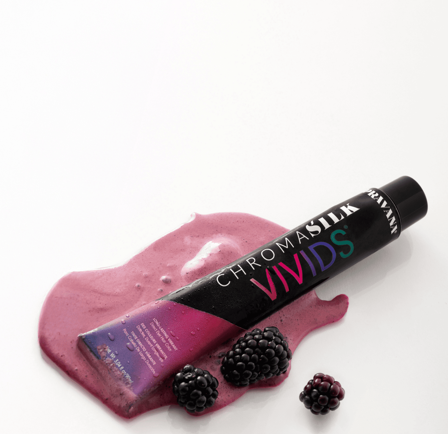 Pink scattered paint with ChromaSilk VIVIDS Original tube on top