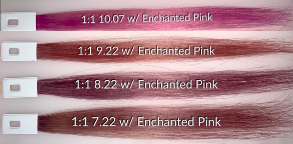 Custom hair color swatches combining PRAVANA ChromaSilk Creme Hair Color and PRAVANA ChromaSilk VIVIDS Everlasting, demonstrating formulation possibilities.